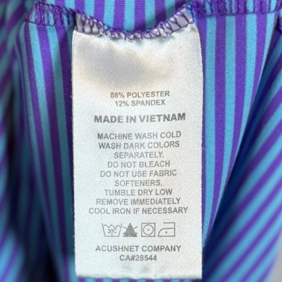 FootJoy Performance Purple and Blue Pin Stripe Golf polo, Size Large - Picture 6 of 8